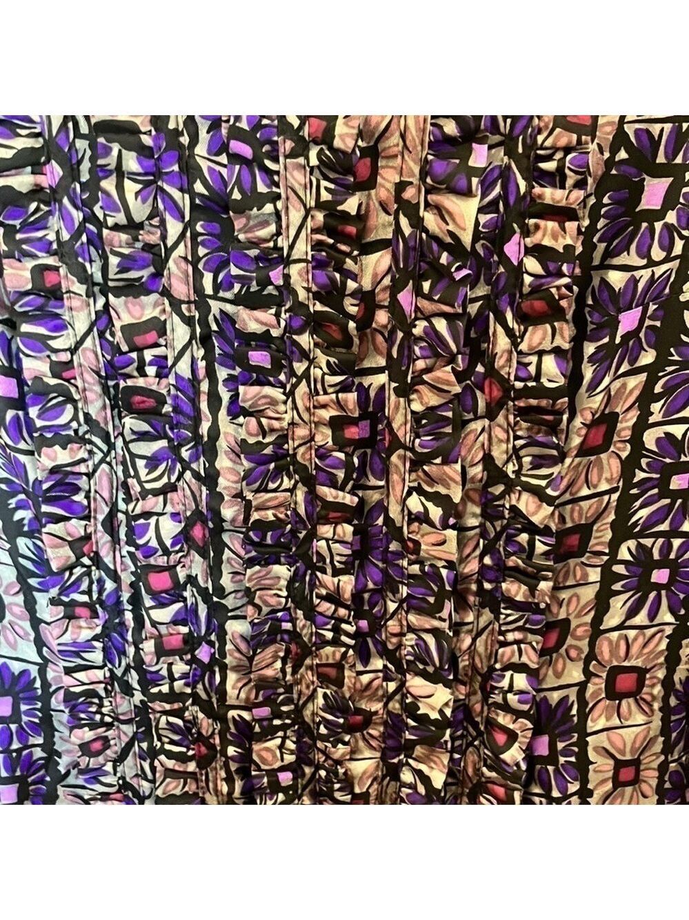 Plenty By Tracy Reese 100% Silk Floral Dress Ruffle Front Boho Size 6 - Picture 2 of 7